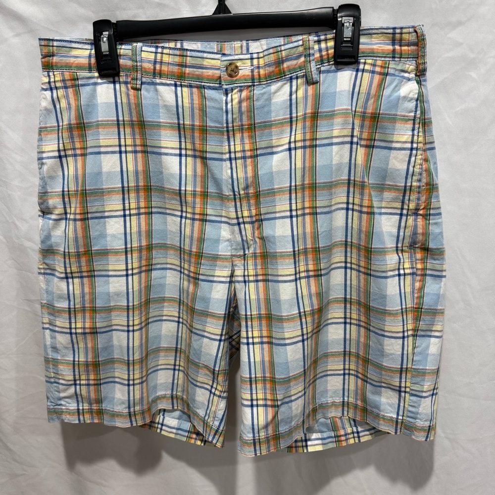 Preppy Plaid Flat‎ Front Tailored Classic Casual Mens Shorts 36 Jos A Bank Ivy